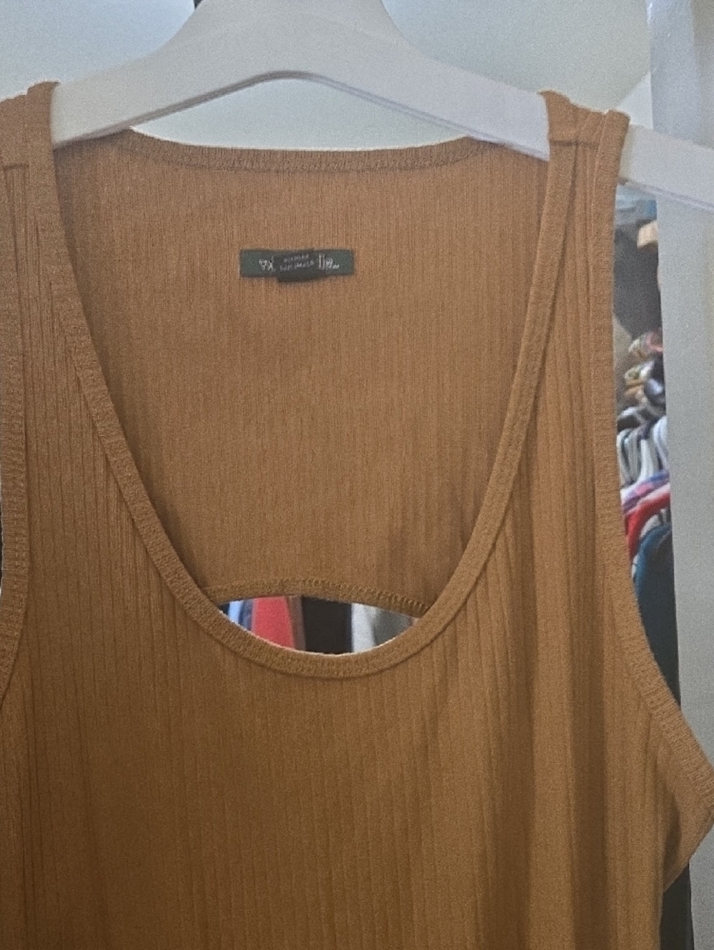 Ribbed Sleeveless/Open Back Midi Dress in Camel - Picture 3 of 5